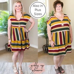 Going To Be Good V Neck Stripe Babydoll Dress